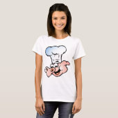 T-shirt Drôle Cartoon Cochon Chef avec Casquette (Devant entier)