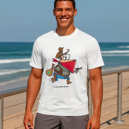 T-shirt Drôle Cartoon Cowboy Bandit Robber