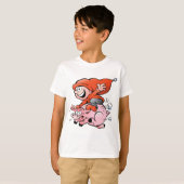 T-shirt Drôle Cartoon Gnome équitation Flying Pig (Devant entier)