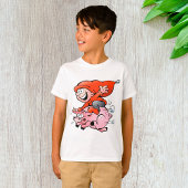 T-shirt Drôle Cartoon Gnome équitation Flying Pig