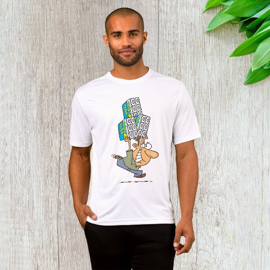 T-shirt Drôle Cartoon Homme Panique Acheter Papier Toilett