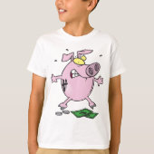 T-shirt Drôle Cartoon Piggy Bank Perdre de l'argent (Devant)