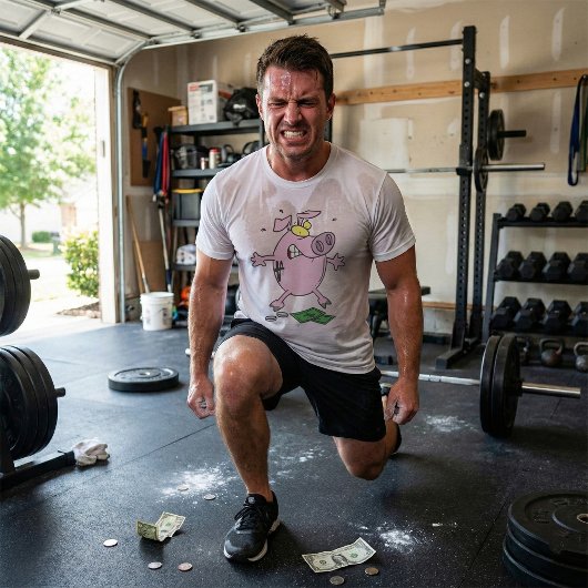 T-shirt Drôle Cartoon Piggy Bank Perdre de l'argent