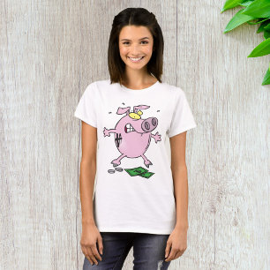 T-shirt Drôle Cartoon Piggy Bank Perdre de l'argent