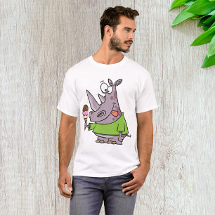 T-shirt Drôle Cartoon Rhino Manger de la crème glacée mign