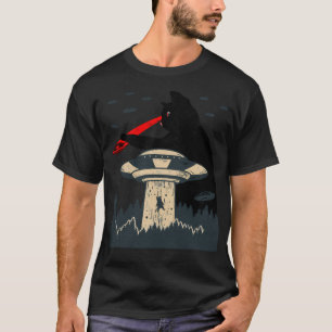 T-shirt Drôle Cat Laser Oeil Ufo Alien