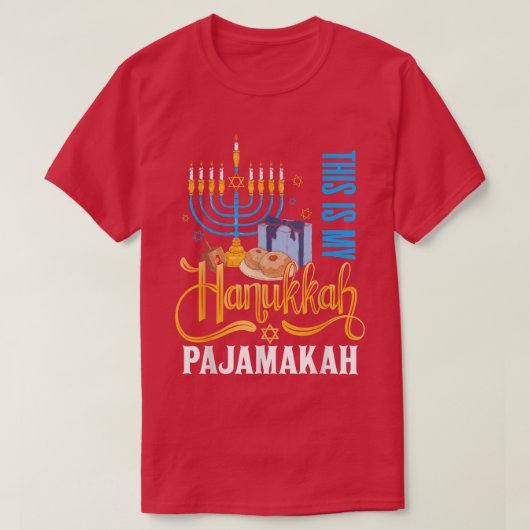 T-shirt Drôle, C'Est Mon Hanoukka Pajamakah Menorah Juif (Design devant)