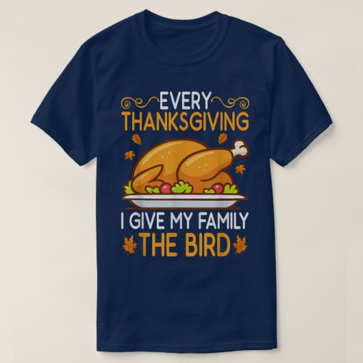 T-shirt Drôle Chaque année à Thanksgiving, je fais un doig (Design devant)