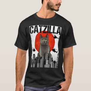 T-shirt Drôle Chartreux Catzilla Japonais Vintage Chat