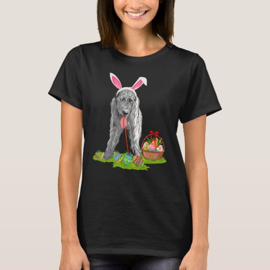 T-shirt Drôle chasse aux oeufs de Pâques Bunny Irish Wolfh (Devant)