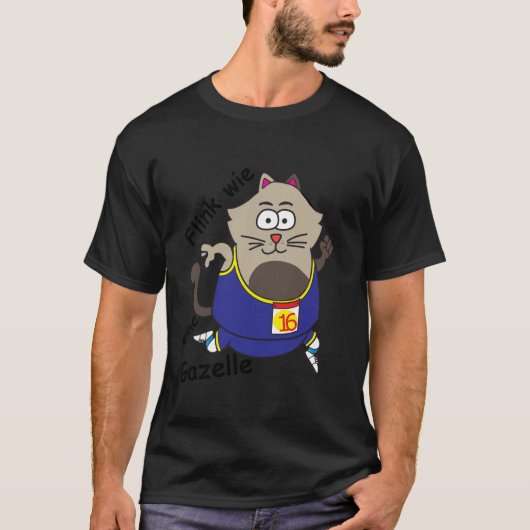 T-shirt Drôle chat chubby jogging Rapide comme une gazelle (Devant)