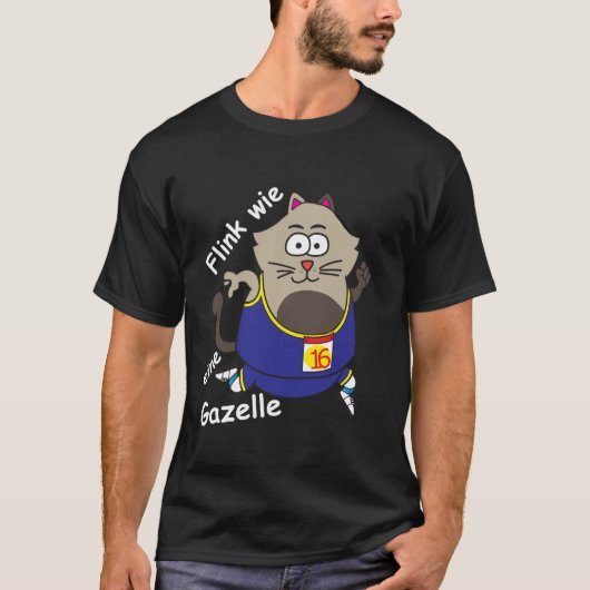 T-shirt Drôle chat chubby jogging Rapide comme une gazelle (Devant)