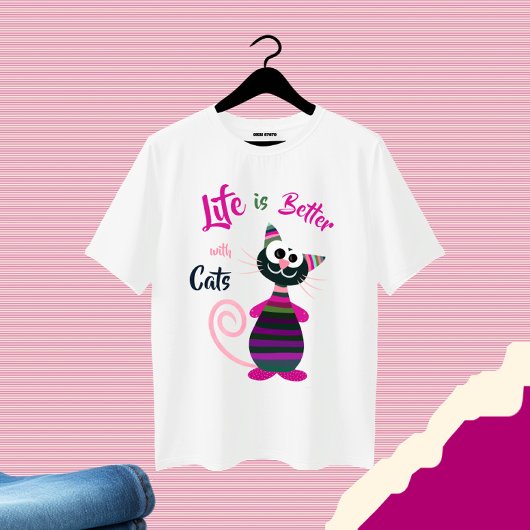 T-shirt Drôle chat coloré