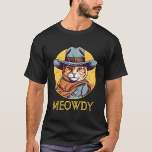 T-shirt Drôle Chat Cowboy Cowgirl Meow Howdy Meowdy