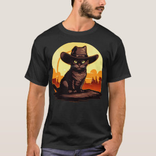 T-shirt Drôle Chat Cowboy Cowgirl Meow Howdy Meowdy 1