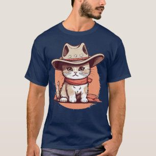 T-shirt Drôle Chat Cowboy Cowgirl Meow Howdy Meowdy 11