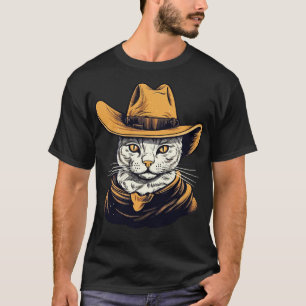T-shirt Drôle Chat Cowboy Cowgirl Meow Howdy Meowdy 16