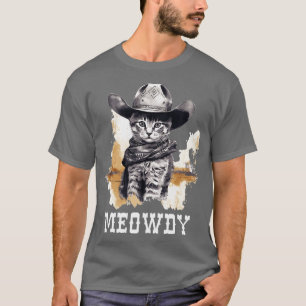 T-shirt Drôle Chat Cowboy Cowgirl Meow Howdy Meowdy 2