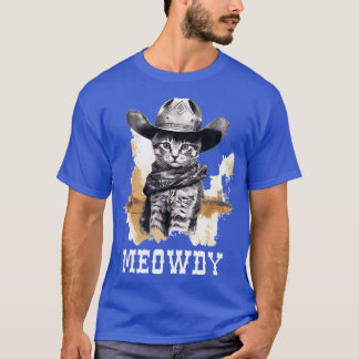 T-shirt Drôle Chat Cowboy Cowgirl Meow Howdy Meowdy 2