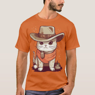 T-shirt Drôle Chat Cowboy Cowgirl Pays