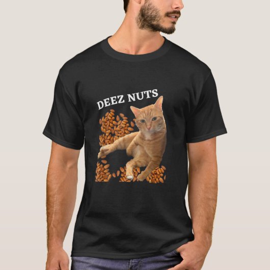 T-shirt Drôle Chat Deez Nuts Plaisanter (Devant)