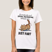 T-shirt Drôle Chat Distances Sociales Dit (Devant)