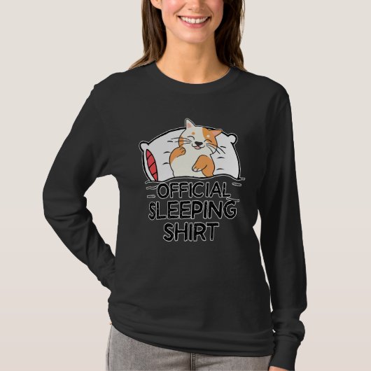 T-shirt Drôle Chat Dormir Pyjamas mignon Napping Chat Paj (Devant)