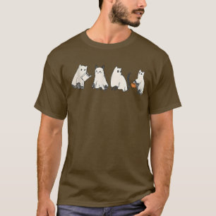 T-shirt Drôle chat fantôme chat noir Halloween pour Cat Ki