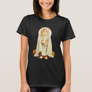 T-shirt Drôle Chat Fantôme Halloween Mignon Citrouille Squ