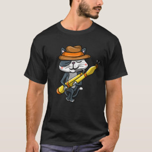 T-shirt Drôle Chat Jouer Bassoon Cool Amoureux des animaux