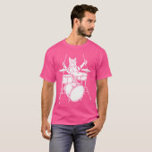 T-shirt Drôle Chat Jouer des tambours Kit tambour (Devant entier)