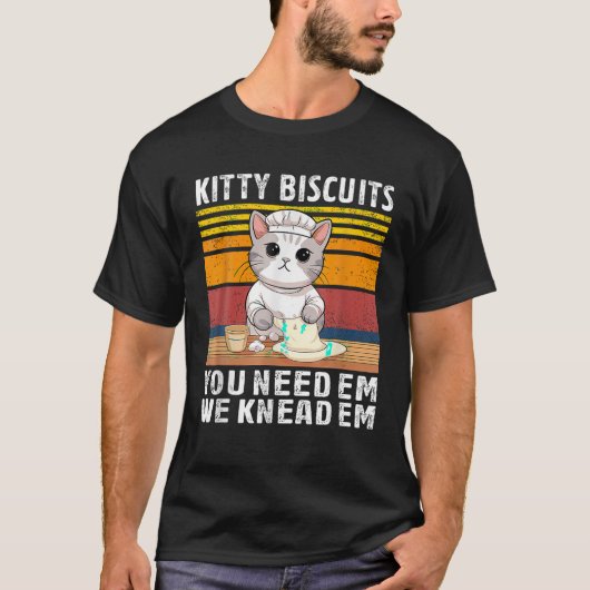 T-shirt Drôle Chat Kitty mignon Kitty Biscuits We Knead Em (Devant)