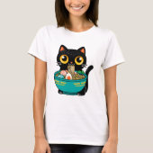 T-shirt Drôle Chat Manger Ramen Japonais Chat Ramen nouill (Devant)