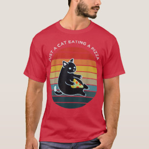 T-shirt Drôle chat manger une Pepperoni Slice, chat amour