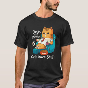 T-shirt Drôle Chat Mème Chiens Ont Masters Chats Ont Perso