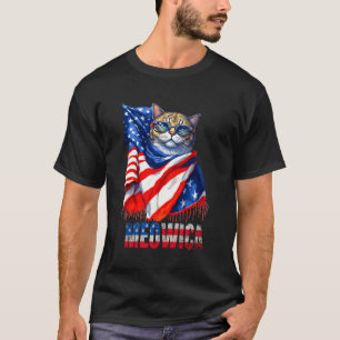 T-shirt Drôle Chat Meowica 4 juillet Hommes Femmes Usa Dra