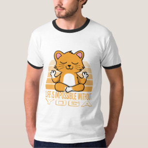 T-shirt Drôle chat mignon faisant du yoga.