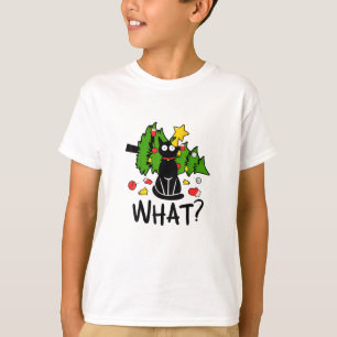 T-shirt Drôle Chat Noir Arbre de Noël Joyeux Santa Humour
