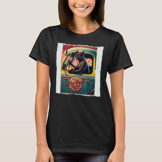 T-shirt Drôle Chat Noir Chauffeur Chauffeur Chiens Chauds (Devant)