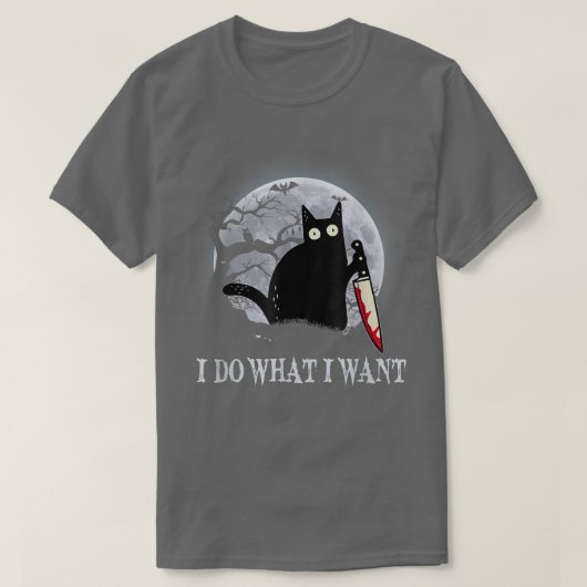 T-shirt Drôle Chat Noir Je Fais Ce Que Je Veux Chat Scary (Design devant)