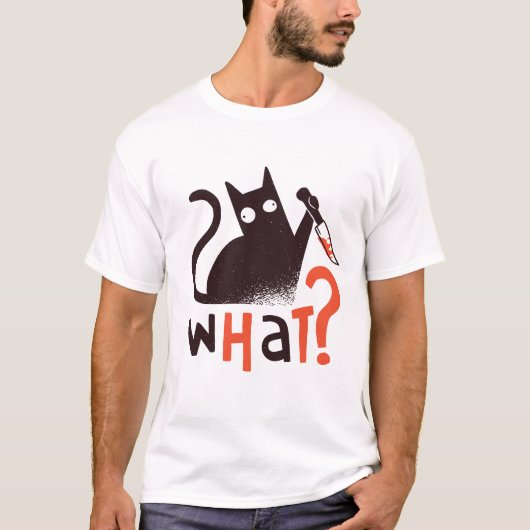T-shirt Drôle Chat Noir QUOI ? Chat drôle, Chat (Devant)