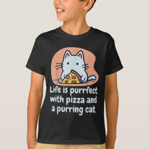 T-shirt Drôle Chat Pizza Lover Kitten Cute Chat Hilarious
