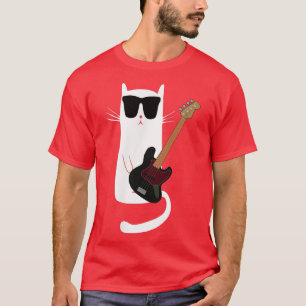 T-shirt Drôle Chat porter des lunettes de soleil Jouer Bas