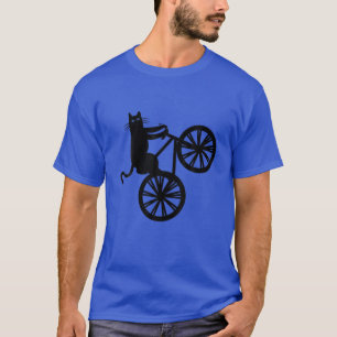 T-shirt Drôle Chat Riding Vélo Trick Novelty Femmes Hommes