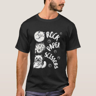 T-shirt Drôle Chat Rock Ciseaux de papier Jeu mignonne Cha