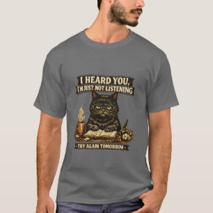 T-shirt Drôle Chat Sarcastique Je T'ai Entendu Introverti
