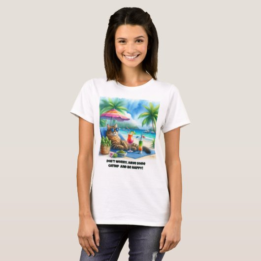 T-shirt Drôle chat Slogan Catnip (Devant entier)