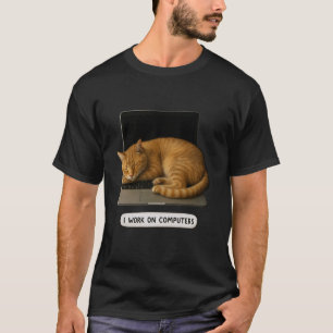 T-shirt Drôle Chat Tech Je travaille sur les ordinateurs p