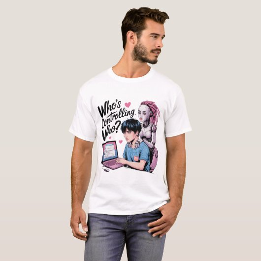 T-shirt Drôle Chatbot Compagnon Ai Mèmes Contrôler L'Amour (Devant entier)