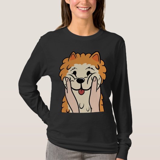T-shirt Drôle Cheeks Pomeranian Chubby (Devant)